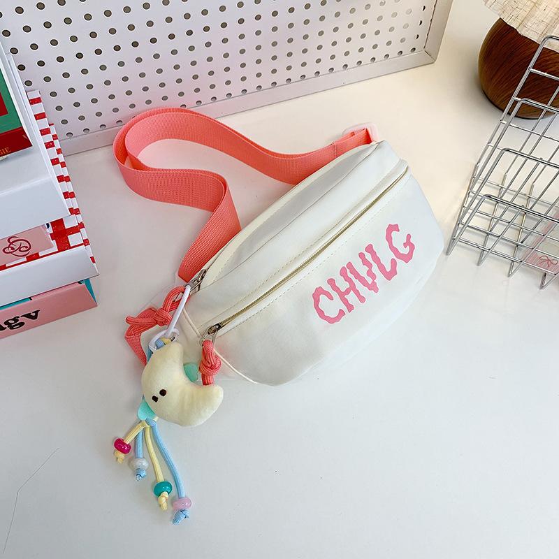Sports Chest Bag Women's New Printing Small Fresh and Casual Joker Cycling Backpack Mobile Phone Canvas Slung Pockets.