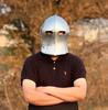 Medieval Knight Barbuta Helmet: 18g Steel Armor, LARP Cosplay