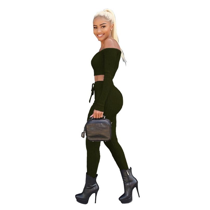 European Style Fashion Women's High-elastic Thread Trousers Two-piece Blouse and Pant Set