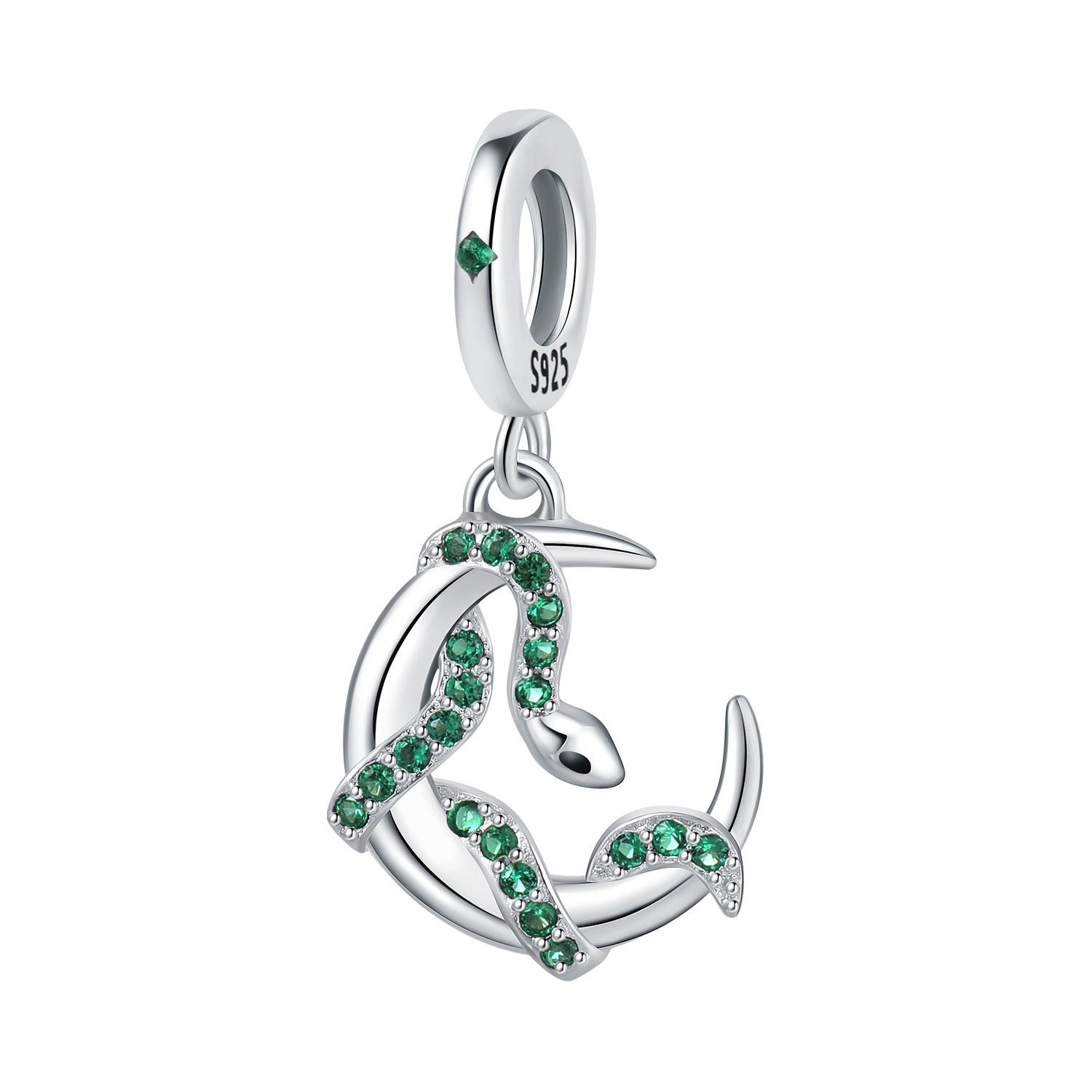 

Copper Green Snake Moon Pendants Bracelet Charms Fit Women Jewelry Party Beads Diy Exquisite Gifts Accessory