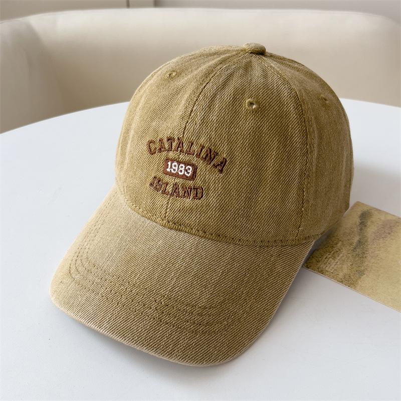 Korean Version of Letter Embroidery Fashionable New Style Simple Baseball Hat for Women Showing Face Small Big Head Dog Tail Sun Hat Sports Style