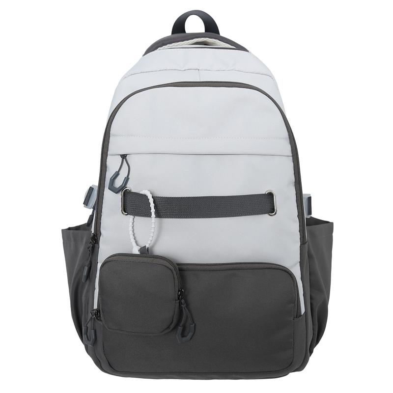 Schultasche für Mittelschüler, Farbblock, Damenrucksack mit großer Kapazität, Herren-Reiserucksack mit Geldbörse