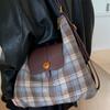 College Style Casual Woolen Plaid Backpack Bag Women's Autumn New College Style Shoulder Tote Bag