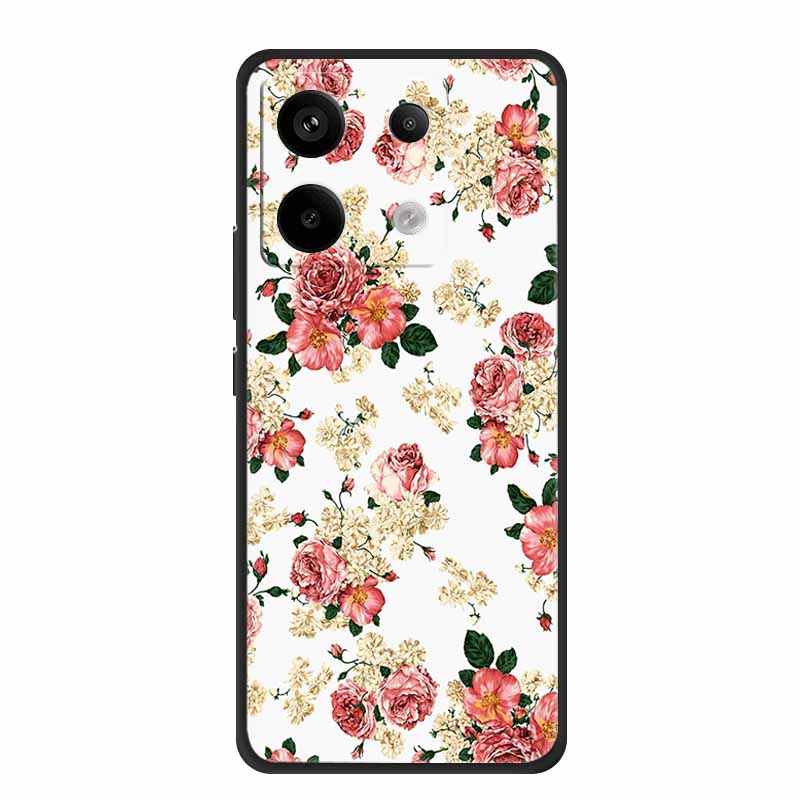 For Redmi Note 13 pro Case Pink Phone Case Fashion Silicone TPU Soft Back Cover Redmi Note 13 Pro Flower Capa 6.67" Cats Coque