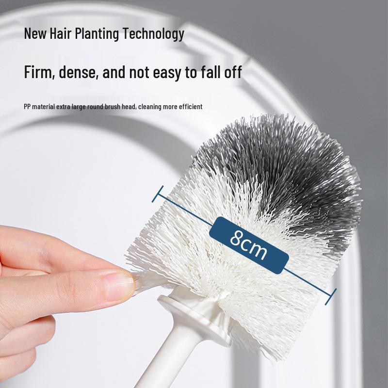 Punch-Free Long-Handled Toilet Brush with Base – Thickened Plastic for Bathroom Cleaning