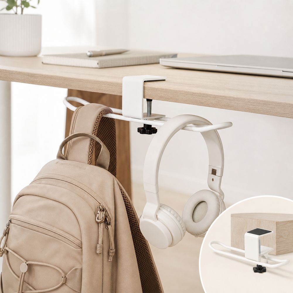 Clamp On Desk Side Hook Adjustable Table Backpack Holder New Desk Mounted Hook  Home Office