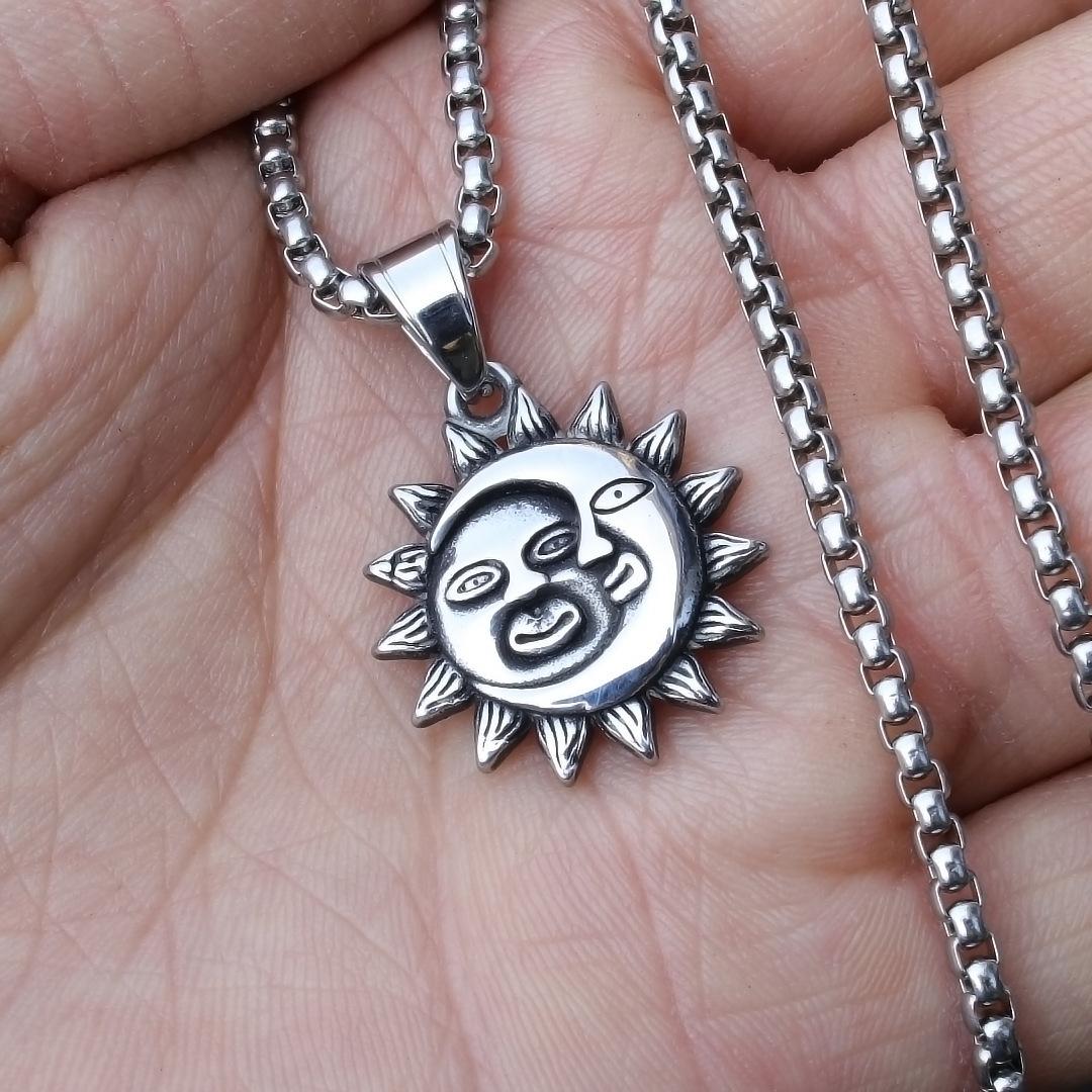 

Ожерелье Sun Skull Cross с ожерельем из нержавеющей стали, мужская и женская подвеска-цепочка на ключицу