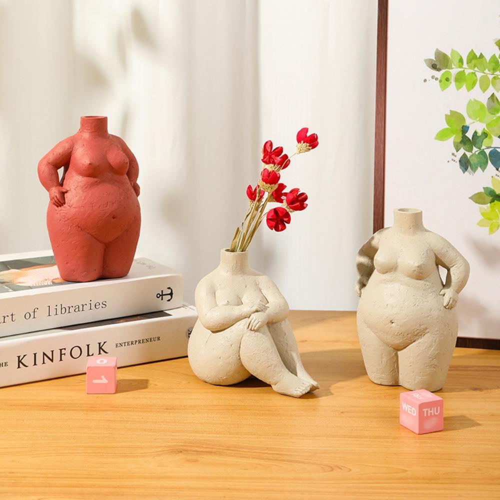 Creative Female Body Ceramic Vase Abstract Art Figure Sculpture Ornament Art Irregular Girl Ceramic Flower Vase Home Decoration