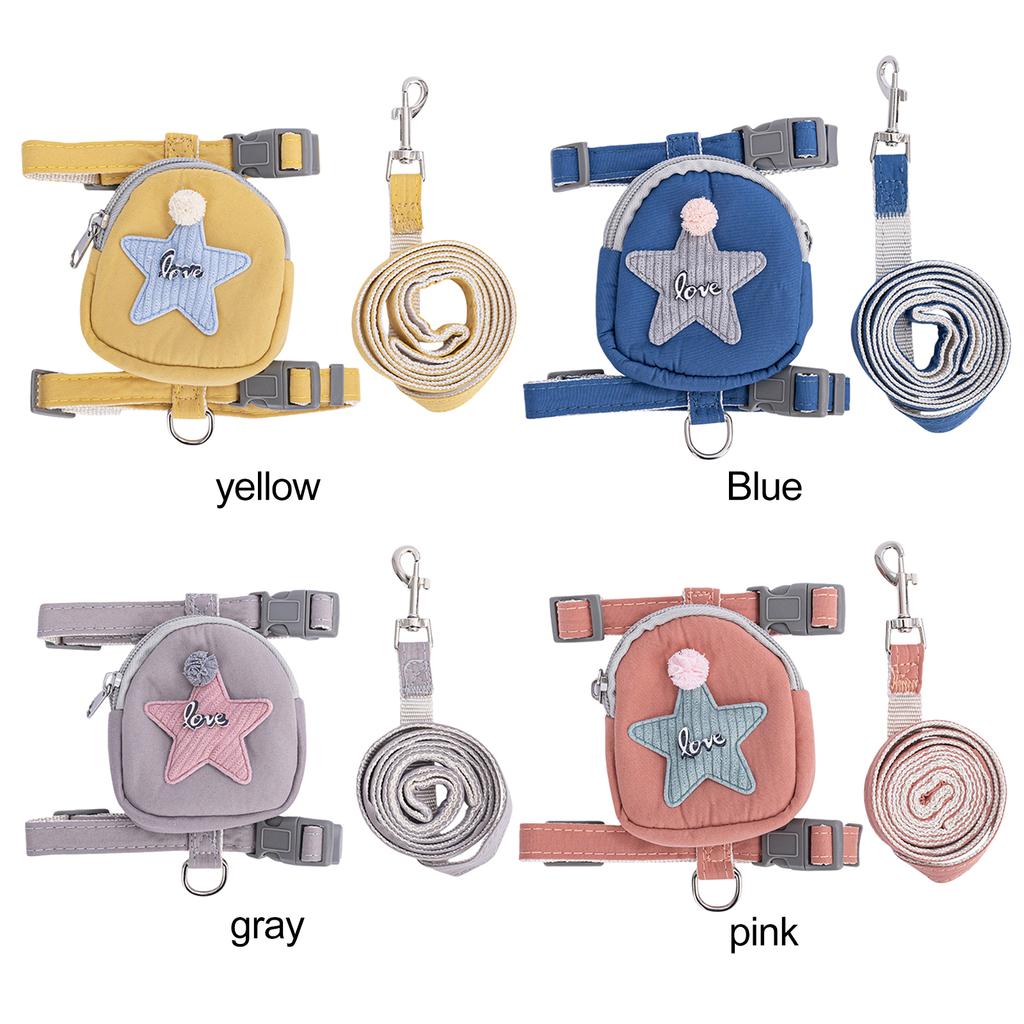 2 in 1 Dog Harness with Removable Backpack Leash Adjustable Chest Strap Small Puppy Outdoor
