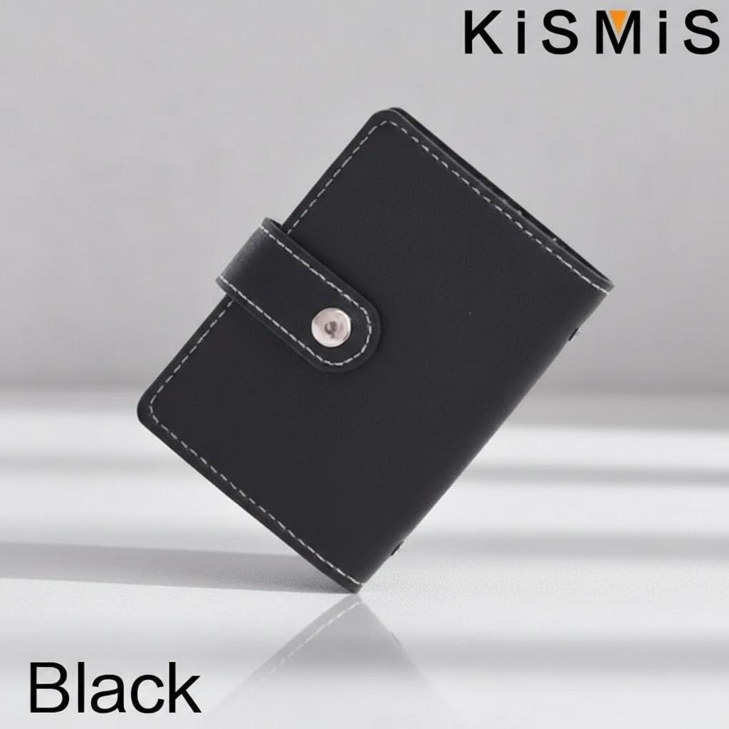 

Slim Minimalist PU Leather Card Holder 26 Slots Organizer Wallet Compact Stylish Accessory Unisex чёрный