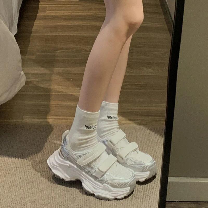 Fashion 2025 New Mesh Breathable Women's Vulcanize Shoes Outdoor Walking Hollow Out Platform Sneakers Versatile Ladies Casual Sandals