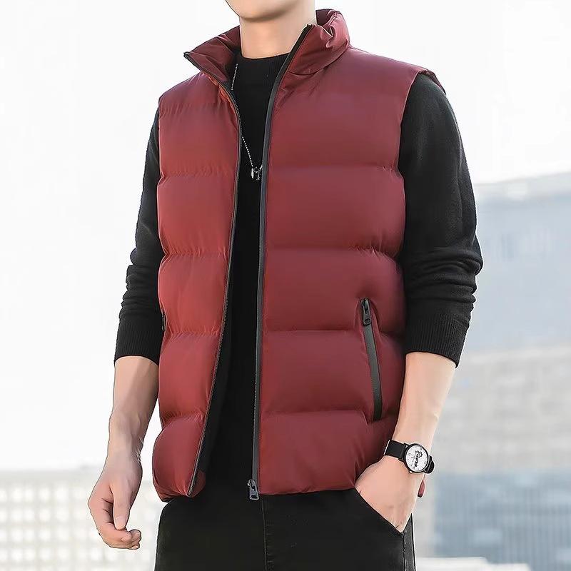 Korean Style Autumn Winter New Style Minimalist Casual Down Vest Outerwear Gilet Warm Sleeveless Padded Jacket For Men