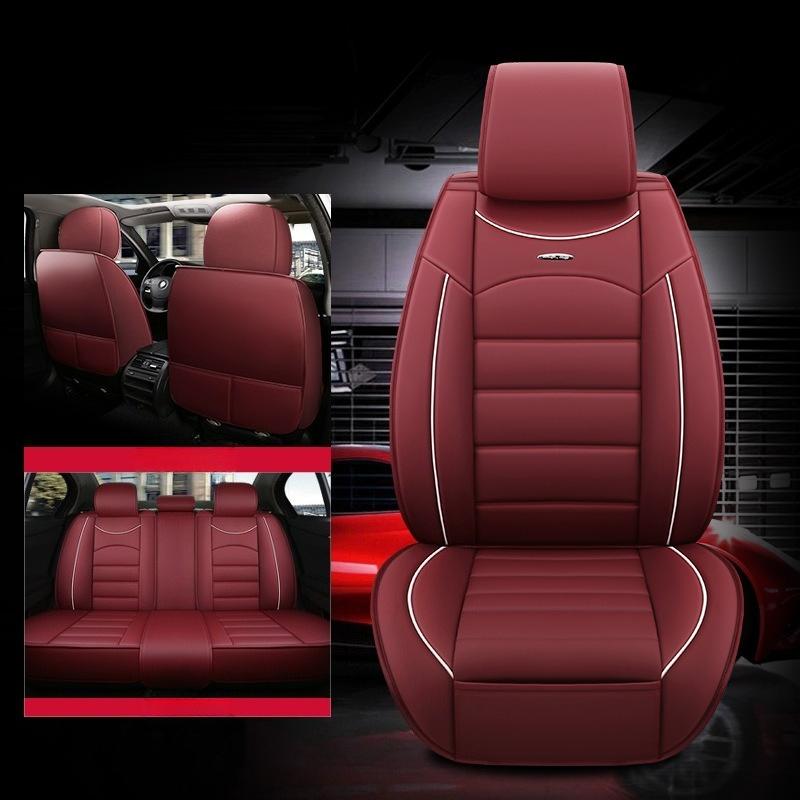 Full-Coverage Car Seat Cover, Wear-Resistant Faux Leather Car Seat Cover, 5-Seater Car Cushion, Full Car 5-Seater Full Faux Leather Cover