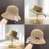 Classic Round Brim Weaving Hat With Elegant Embroidery And Adjustable Fit For Spring