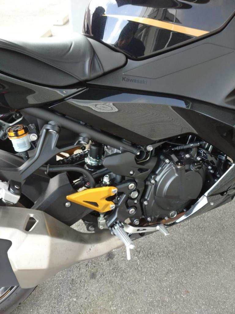 Motorcycle Heel Plate Guard Protector - Compatible Models: Kawasaki Ninja 400 Z400 2018-2023 (Left and Right Set) (Black)