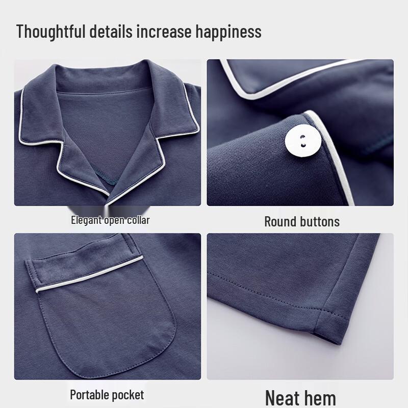 Langsha Men's 100% Cotton Long-Sleeve Button-Up Pajama Set