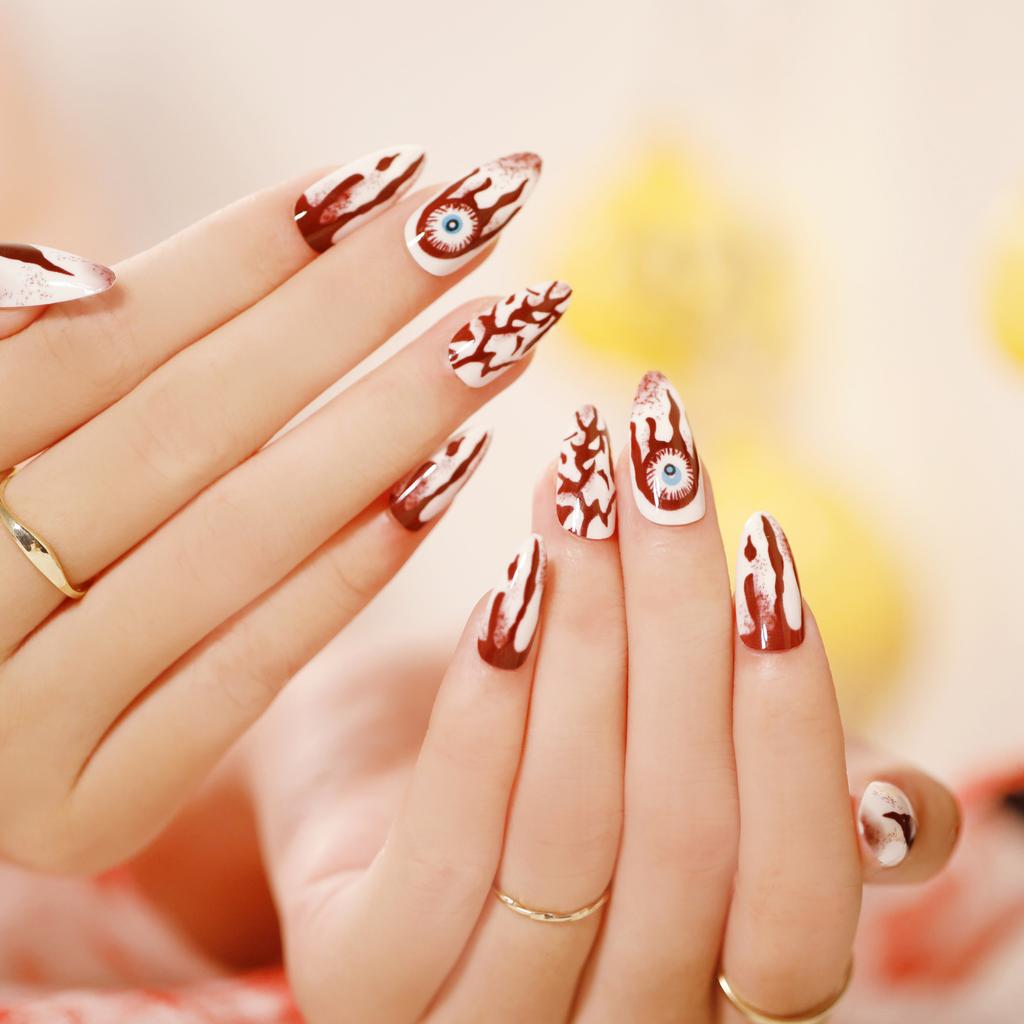 2025 New Halloween Wear Nail 3D Three-dimensional Nail Art False Nails European and American Spider Bat Nail Pieces