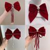 Red Bow Headdress For Ladies Sweet Hair Clip Bride Engagement Wedding Hairpin Spring Clip Fashion Hair Accessories Gifts