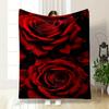 Red Roses with Layered Petals On a Dark Background. for All Seasons Blanket Lunch Break Throw Gift
