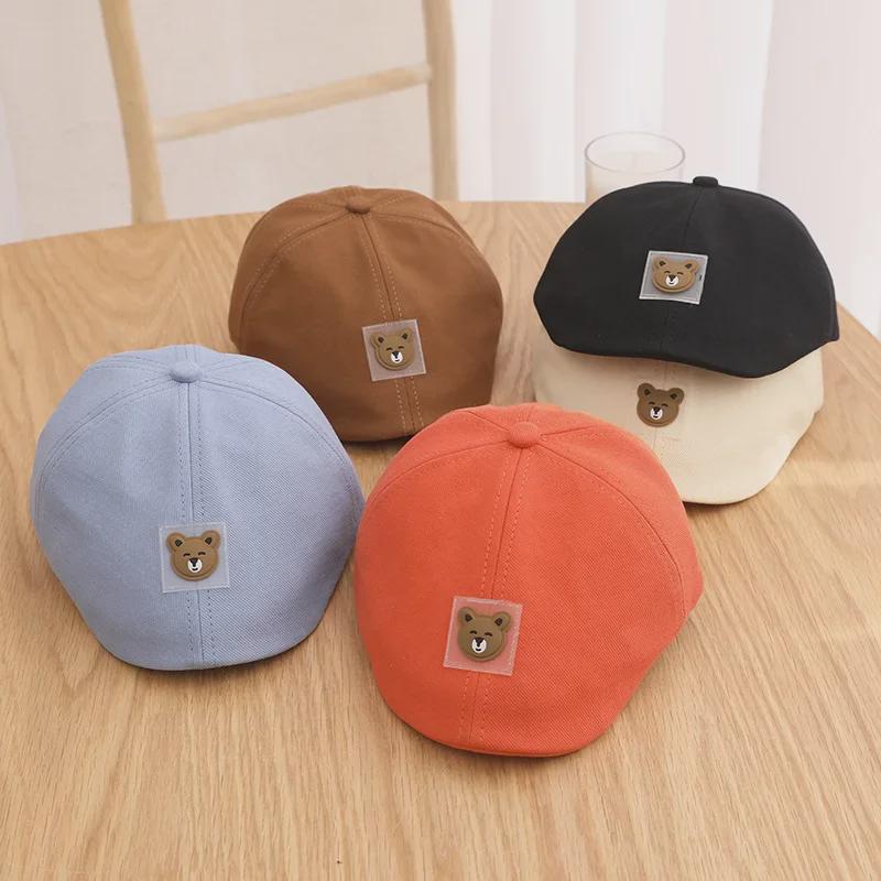 Benhui Baskenmütze mit Cartoon-Bär und Entenschnabel für Kinder im Alter von 1–3 Jahren – modische Mütze für Jungen und Mädchen