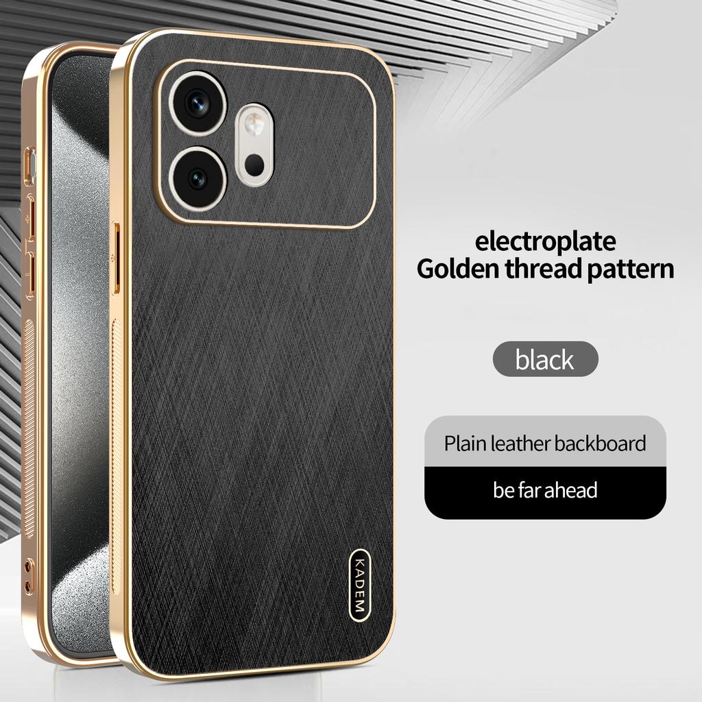 For Honor 600 600 Pro 600 Lite Full Lens Protection Phone Case with Gold Thread Texture and Anti-Fingerprint