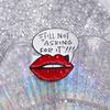 Alloy Brooch Playful Featuring Striking Red Lip Design And Quirky Expressions English