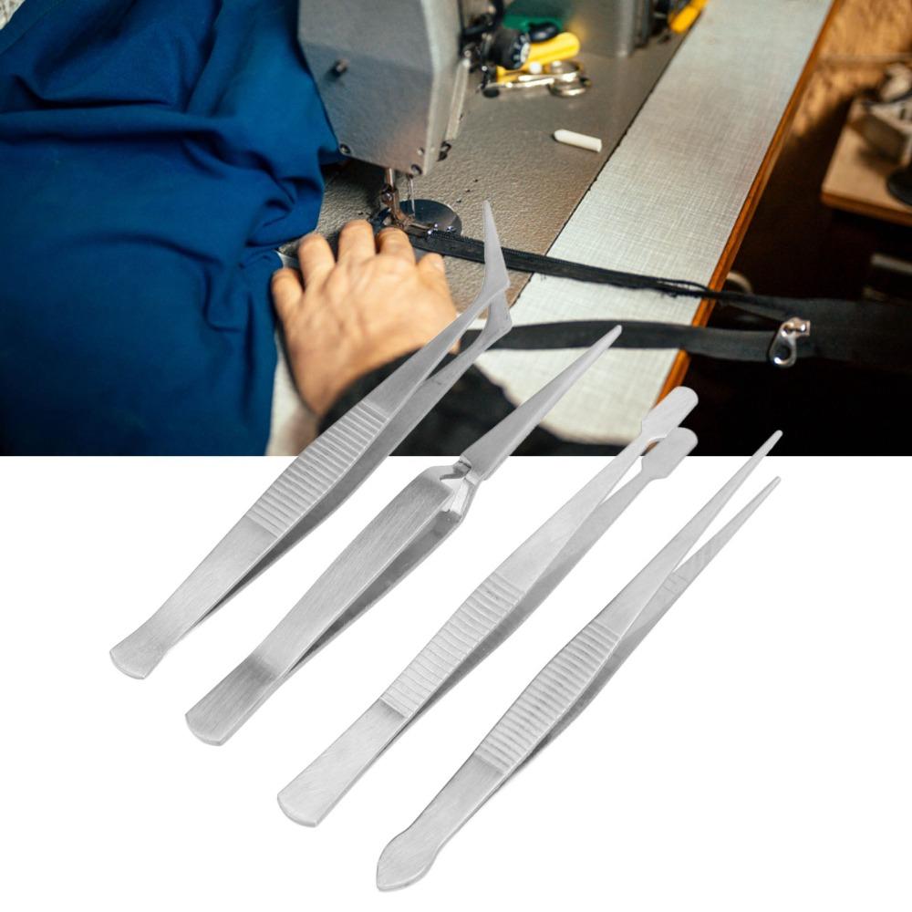 4pcs Flexible Tip Long Tweezers Stainless Steel Beading Tweezers Craft Tweezers  Sewing Applications