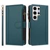 For Samsung Galaxy S24 Ultra Leather Case 9 Card Slots Zipper Wallet Stand Phone Cover with Wrist Strap