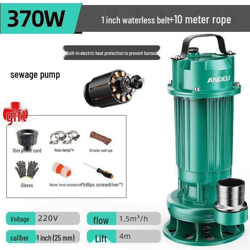 Submersible Sewage & Sludge Cutter Pump for Toilets & Cesspools - Ideal for Household & Agricultural Drainage and Irrigation