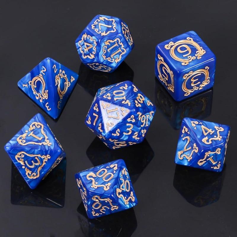 Polyhedral DND Dice Set 7Pcs Dragon Pattern for D&D TRPG Role Playing Board Game Entertainment Collectible Gift