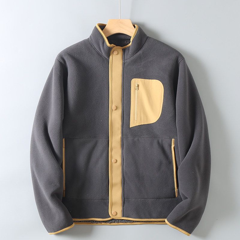 Foreign Trade Surplus Autumn and Winter Men's Stand Collar Fleece Jacket Outdoor Sports Casual Fleece Clothing Warm Top