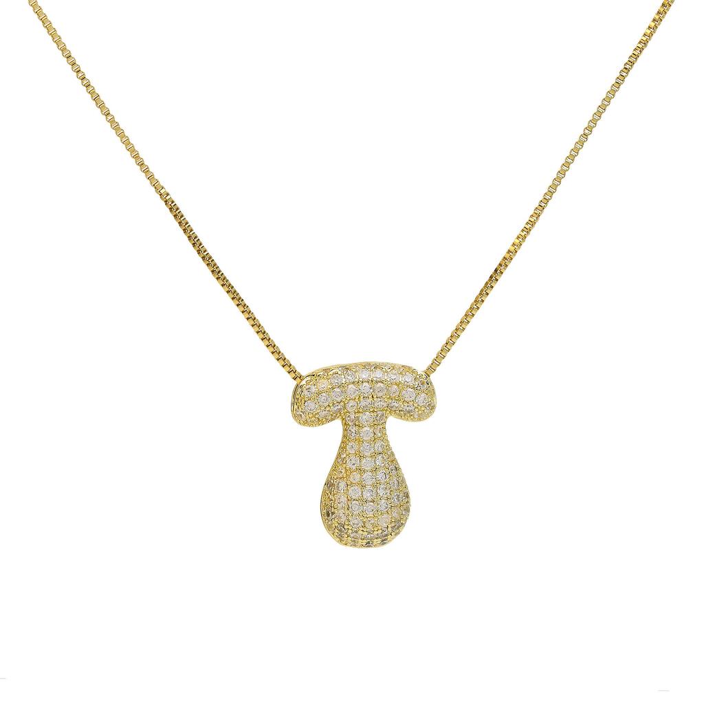 Luxury Zircon 26 English Letter Pendant Necklace for Women Gold Plated Stainless Steel Chain Fat Alphabet Hip Hop Necklace