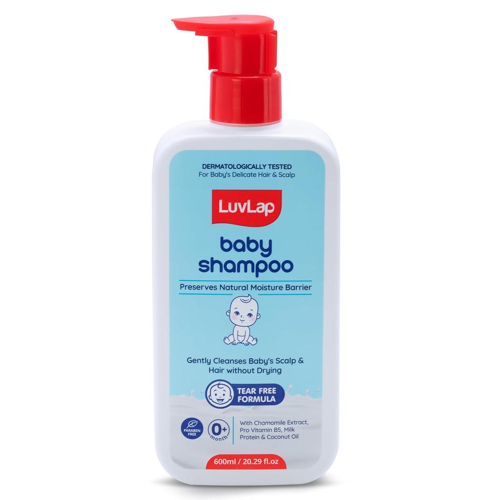 LuvLap Milky Soft Baby Shampoo 600ml - Tear-Free, Gentle Scalp Cleanser With Milk Protein, Vitamin E & Coconut Oil