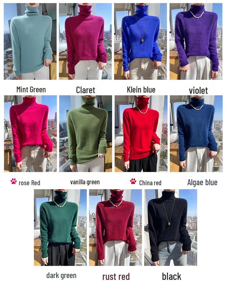 2025 A/W Women's High Neck Loose Knit Mink Velvet Cashmere Sweater