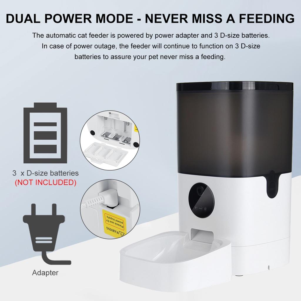 6L Food Dispenser Smart Automatic Visible Cover Pet Dog Cat Remote Control APP Timer Pet Feeder [Video/WiFi/Button Version]