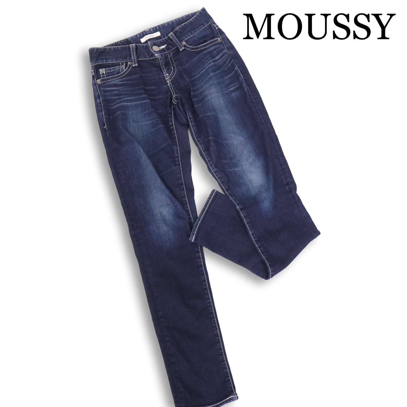 MOUSSY POWDER Plus Straight Slim Skinny Stretch USED Processed Jeans Denim Pants Sz.25 Women s