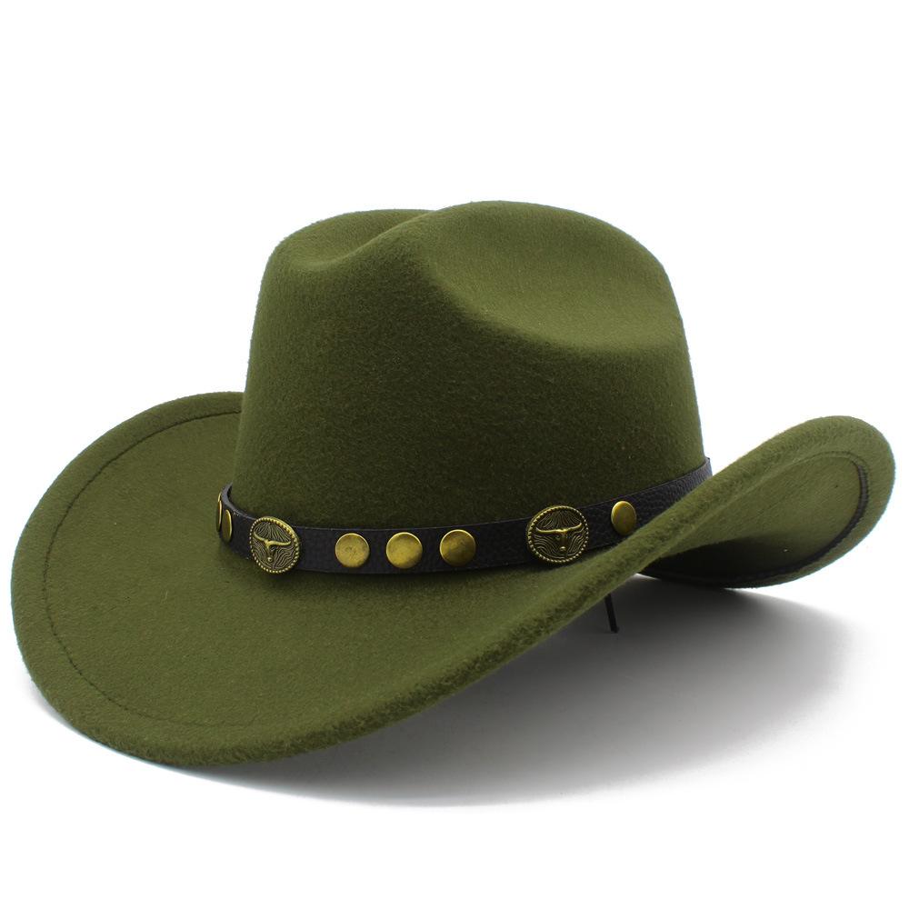 Europe, America, thin fashion explosion, western cowboy hat, personalized bull head accessories, one-word knight hat, simple top hat
