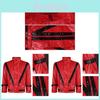 Jaqueta de Couro PU Vermelho Michael Jackson Roupa Cosplay Para Eventos de Anime e Jogos