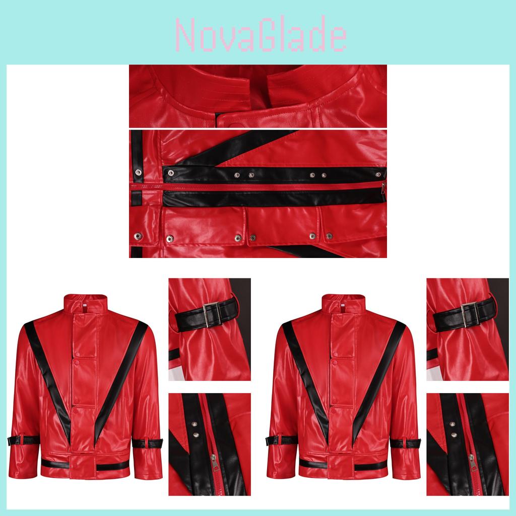 Michael Jackson Red Pu Leather Jacket Cosplay Outfit For Anime And Gaming Events
