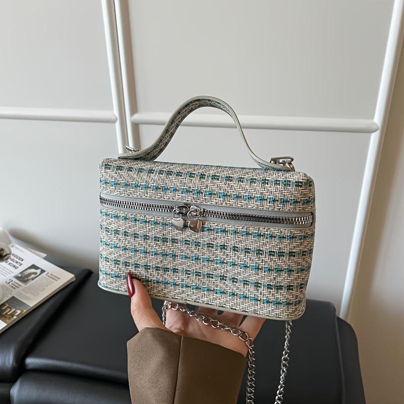 Woven texture small square bag, trendy everyday crossbody bag, high-end shoulder bag, stylish, versatile, casual, lightweight, textured leather bag.