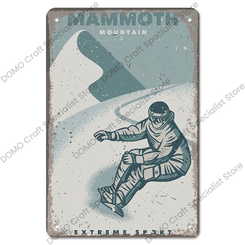 Alpines Skifahren Poster Metallschilder Platte Retro Berg Extremsport Snowboards Metall Blechschild für Ski Club Bar Pub Wanddekoration