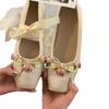 Fairy style shoes evening shoes 2024 early spring new pink Mary Jane women's shoes square head satin ballet shoes