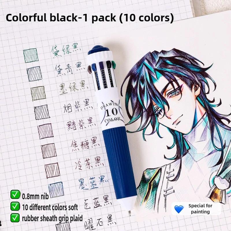 Languo 146/10 Color Ballpoint Pen 0.8mm Cartoon Soft Grip Press for Drawing Multicolor Writing Pen Office School Supplies