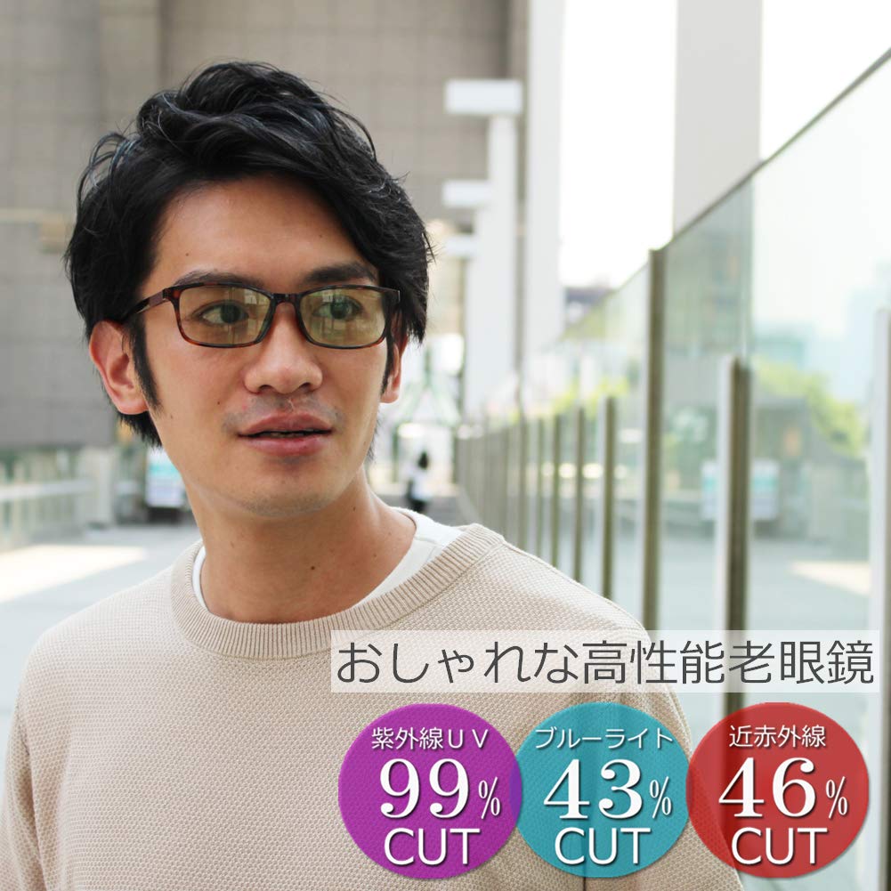 Eight Tokyo Reading Blue Light UV Designed by a Sabae Manufacturer Glasses, Blocking, Stylish, Unisex, Cute, 2.0mm, Protection, Tortoiseshell/Light