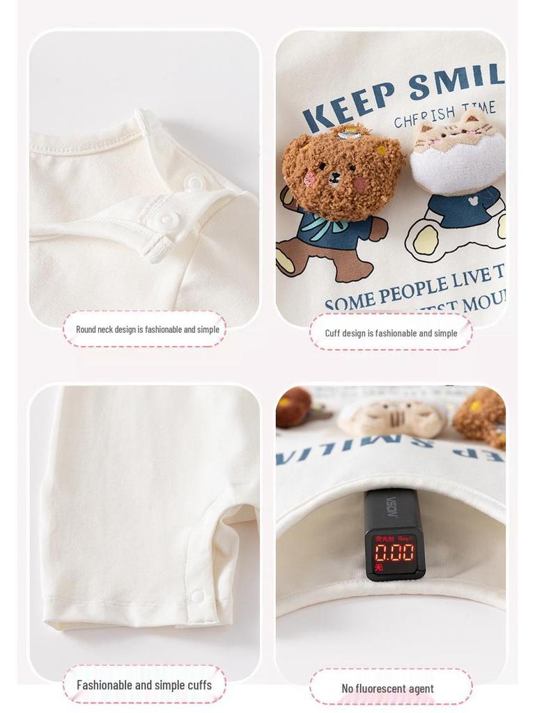 Super Cute Summer Jumpsuit for Newborns, Unisex, Short-Sleeved Romper, 0-1 Year Old