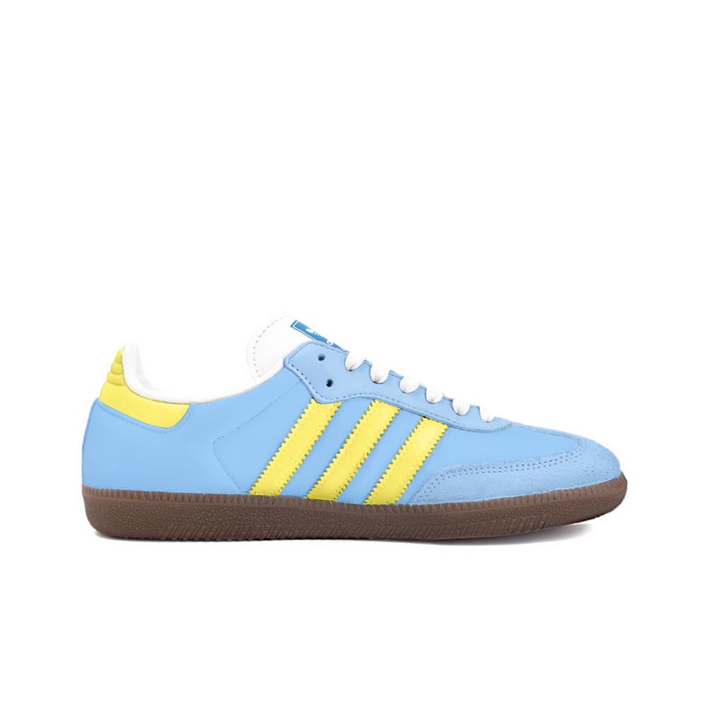 Adidas Originals SAMBA OG Textile, Synthetic Leather Low top Skateboard Shoes Unisex Blue Yellow B75806(Team354-)