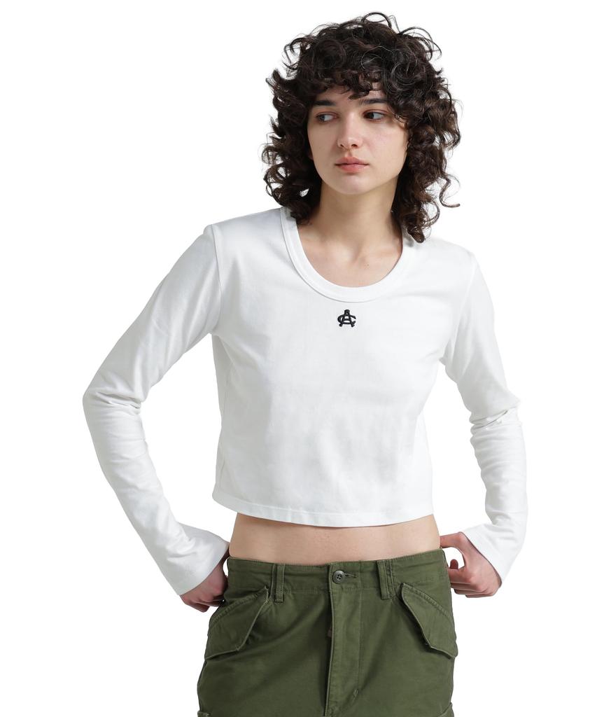 AVIREX Limited Edition Short Embroidery Logo T-Shirt Women's M 033 Off White 783-5230606