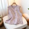 Womens New Chinese Style Jacquard Frog Button Sleeveless Vest