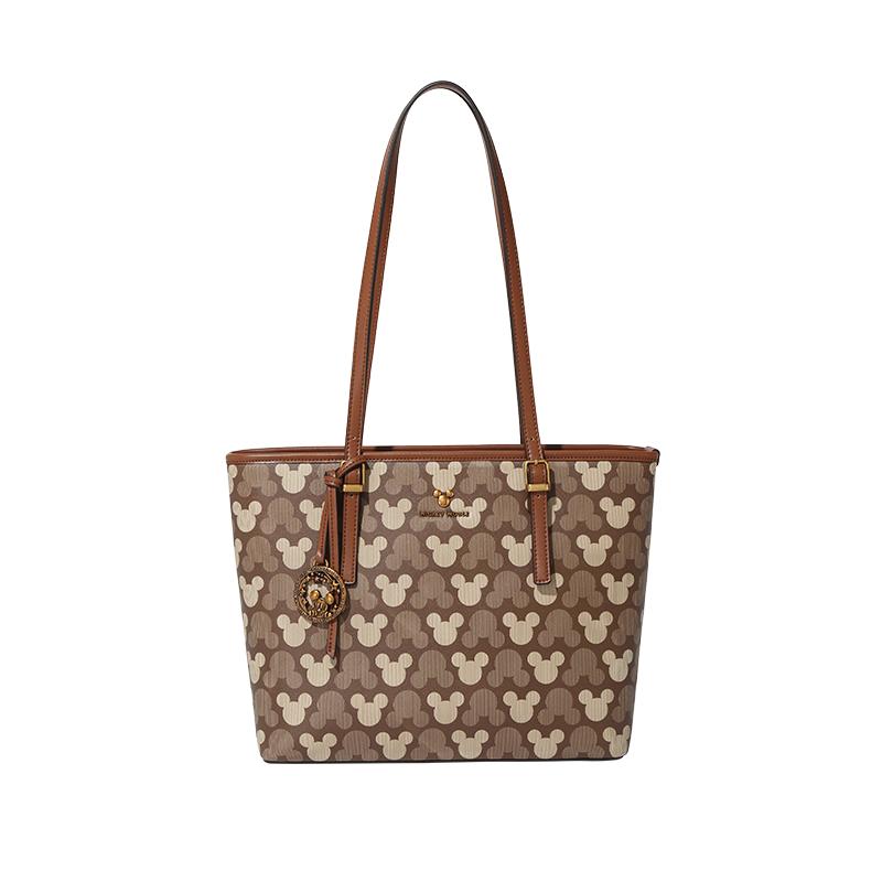 New Disney PU Tote Bag, Shoulder Bag Regular Women's Ecru/Black/Brown BMK-71973