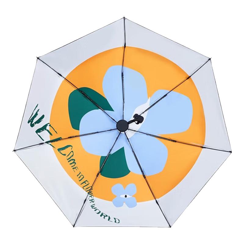 Red Leaf 5-Fold Floral UV Protection Umbrella